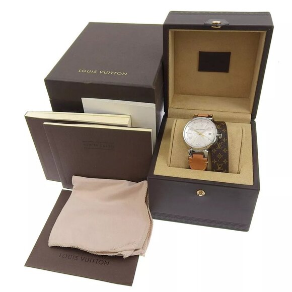 LOUIS VUITTON Tambour Watches Q1313 WhiteDial Stainless Steel/Monogram can... - Picture 9 of 9